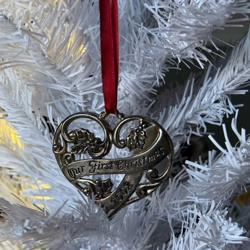 2002 Silver Heart Our First Christmas Ornament